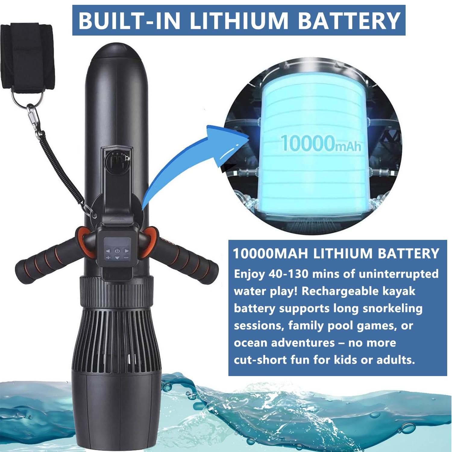 Tabla de surf eléctrica con refuerzo subacuático de 500 W, bodyboard inflable, duración de la batería de 40-130 minutos, 3-7 km/h, material grueso, incluye bolsa de almacenamiento de empuje para