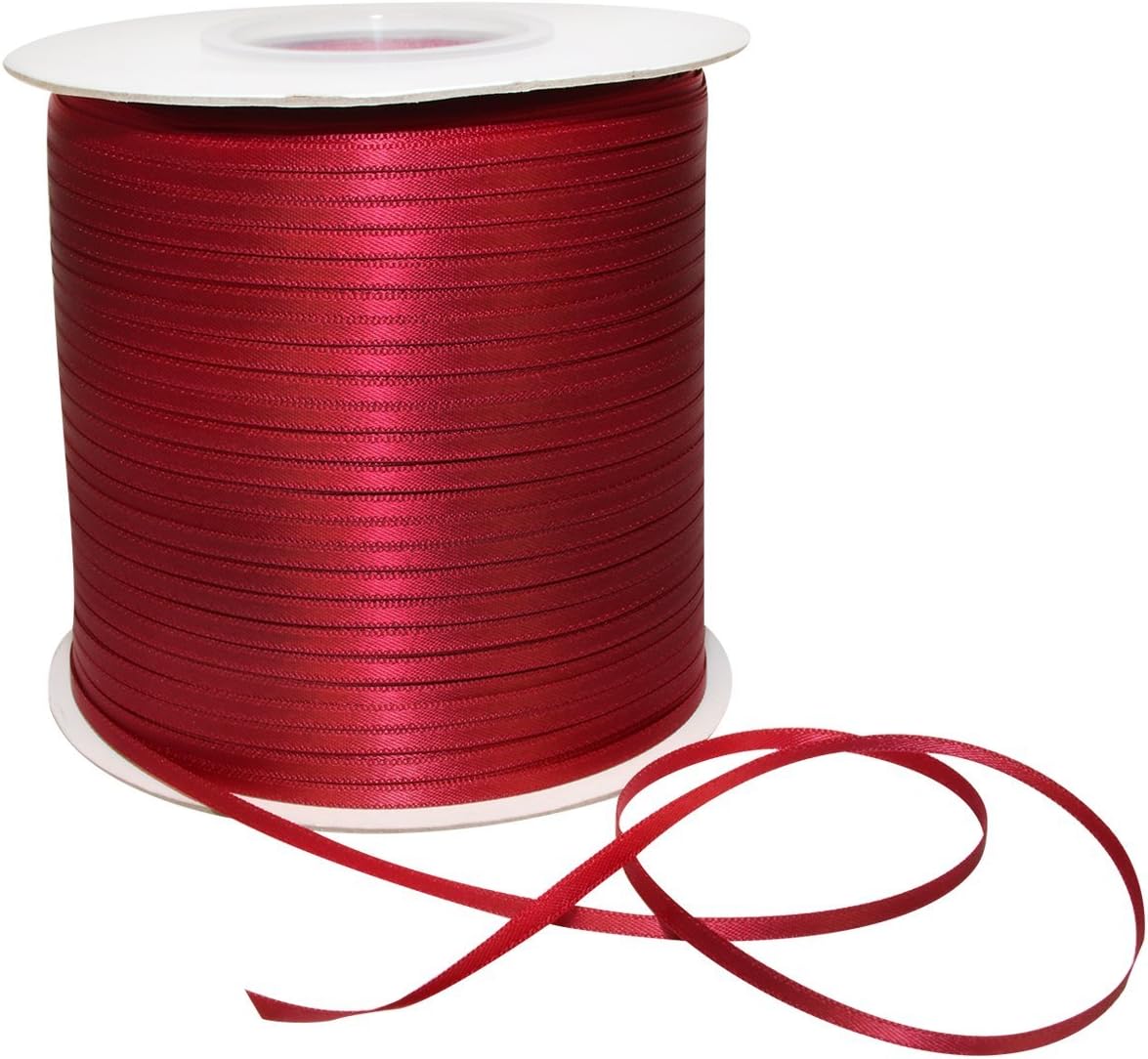 Morex Ribbon Double Face Satin Ribbon 1/8" X 500 YD Red Beauty Ribbon for Gift Wrapping, Birthday Gift Cards, Satin Dress for Women, Silk Ribbons for Crafts, Wedding Gifts for Couple