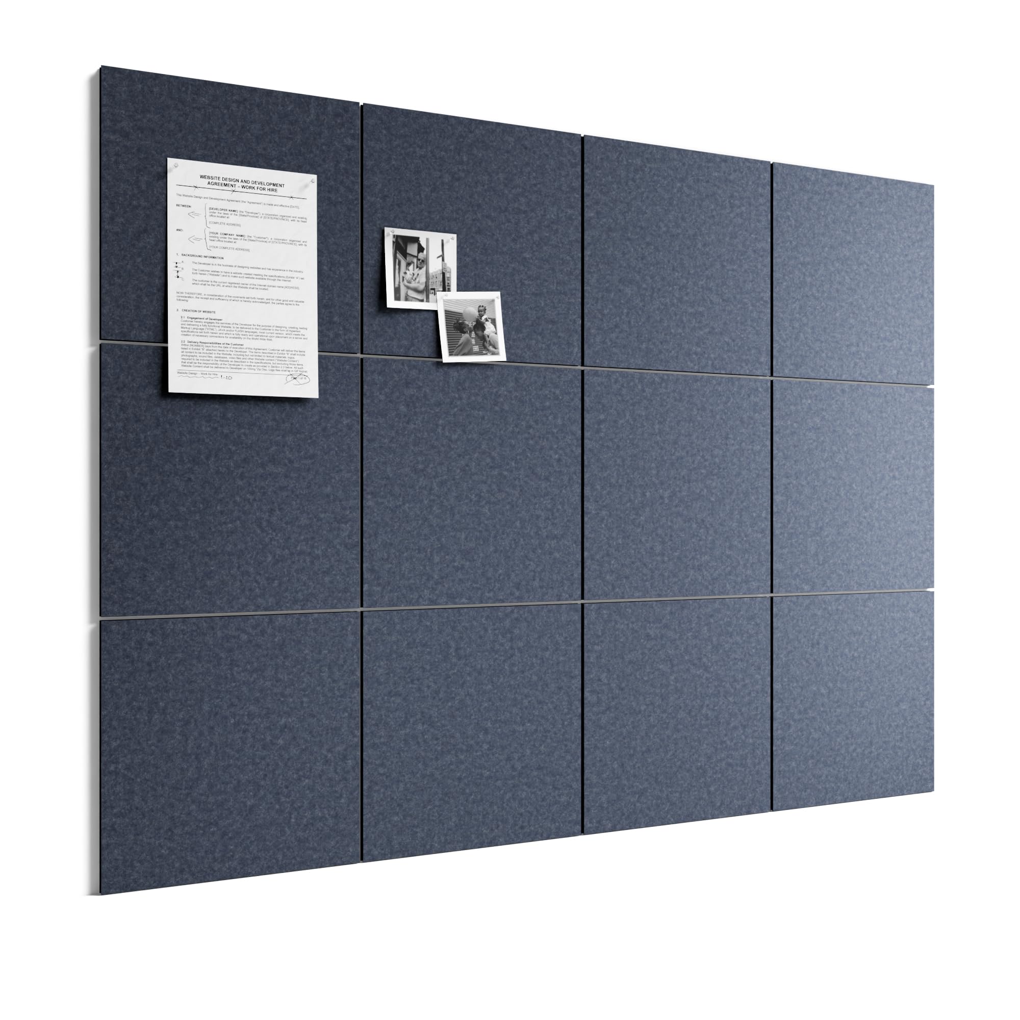 Bumusty Large Cork Board 48 x 36 12 Pack Felt Tiles Navy Blue