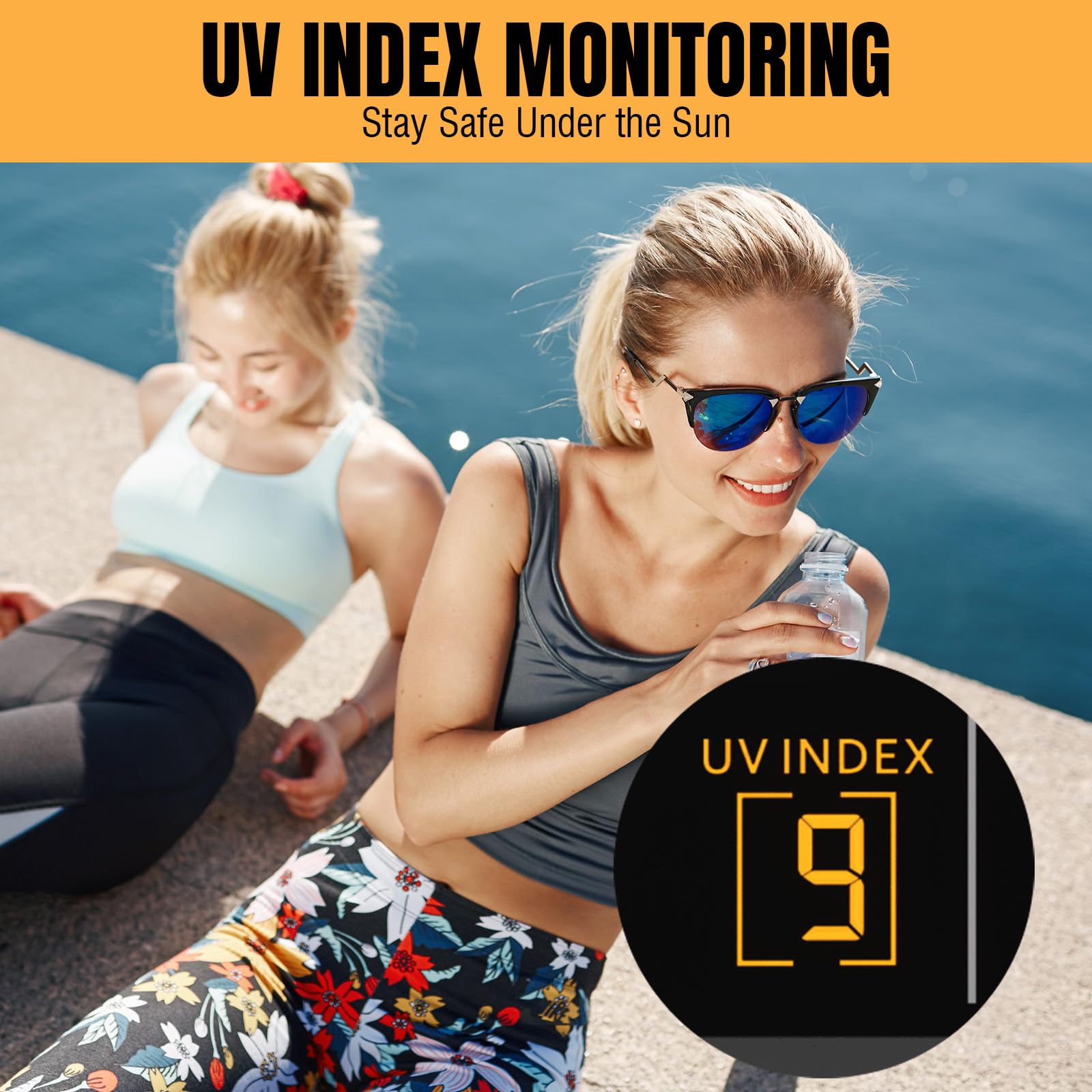 Raddy UV-6 Estación Meteorológica Profesional con Pantalla VA de 6" y Sensor Exterior, Termohigrómetro Inalámbrico Interior/Exterior, Reloj Atómico, Índice UV y Luz, Anemómetro, Pluviómetro