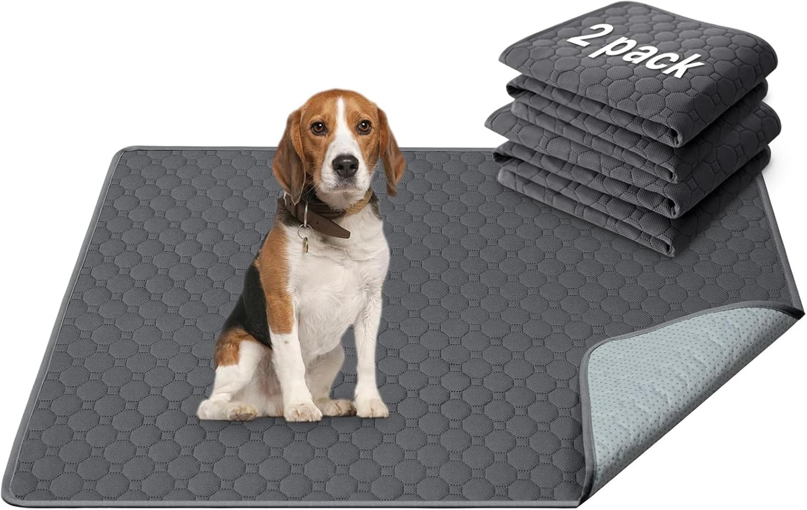 LINGKY Washable Puppy Pads(92x120cm), Reusable Pee Pads for Dogs 2 Pack, Dog Training Pads, Super Absorbent & Waterproof Dog Pee Pads, Incontinence Pads for Puppies, Dogs, Cats