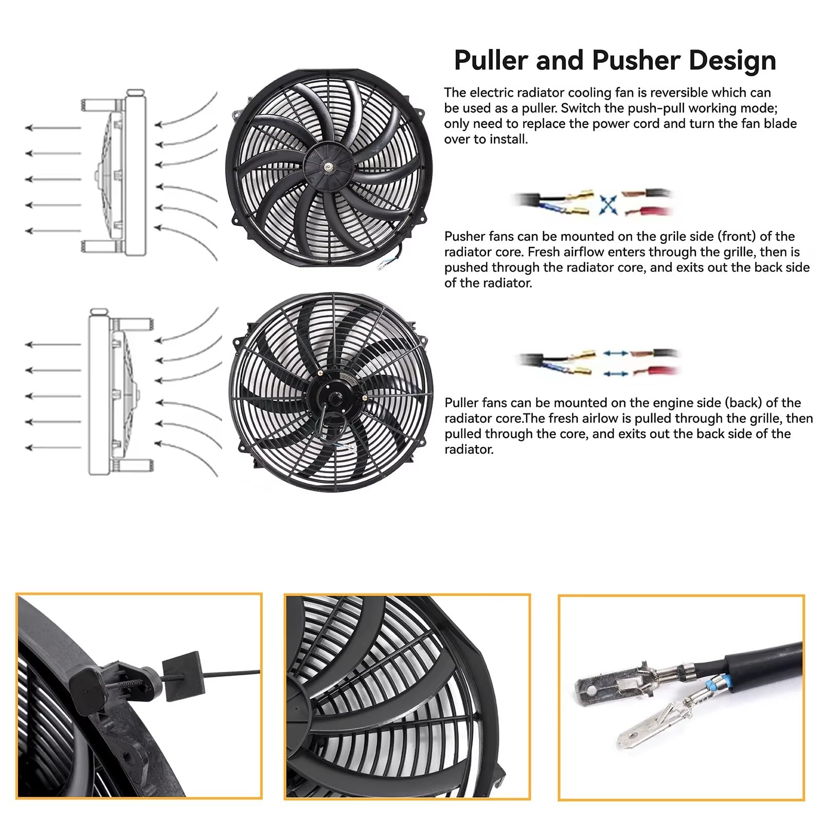 Auto Da Per Corsa 16 '' Push/Pull 12V 120W Radiatore Elettrico Intercooler Ventola Sottile Di Raffreddamento Del Motore Accessori Auto Elettrico Radiatore Per Auto
