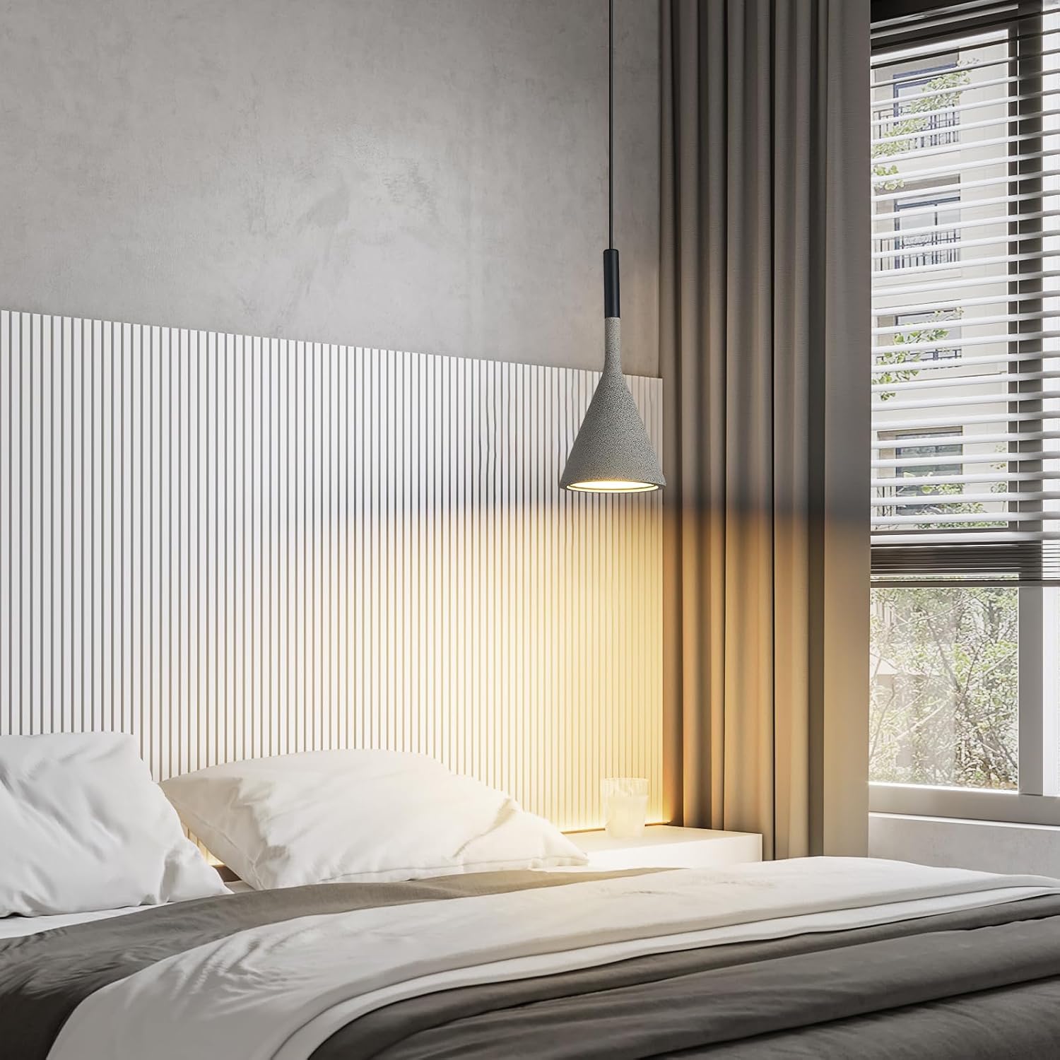 Farmhouse Black Pendant Light Fixtures 1-Light Concrete Industrial Kitchen Island Pendant Lighting for Dining Room Bedroom Hallway Pendant Ceiling Lamp