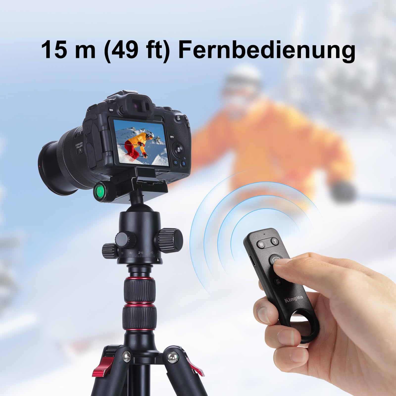 Telecomando senza fili per fotocamera con Bluetooth 5.0 per Canon EOS/R5/R8/R50&Sony ZV-E10/E1&Nikon Z50/Z6/Z30,15m (49ft) Long Range Shooting con funzione zoom, adatto per foto di gruppo, vlogging e