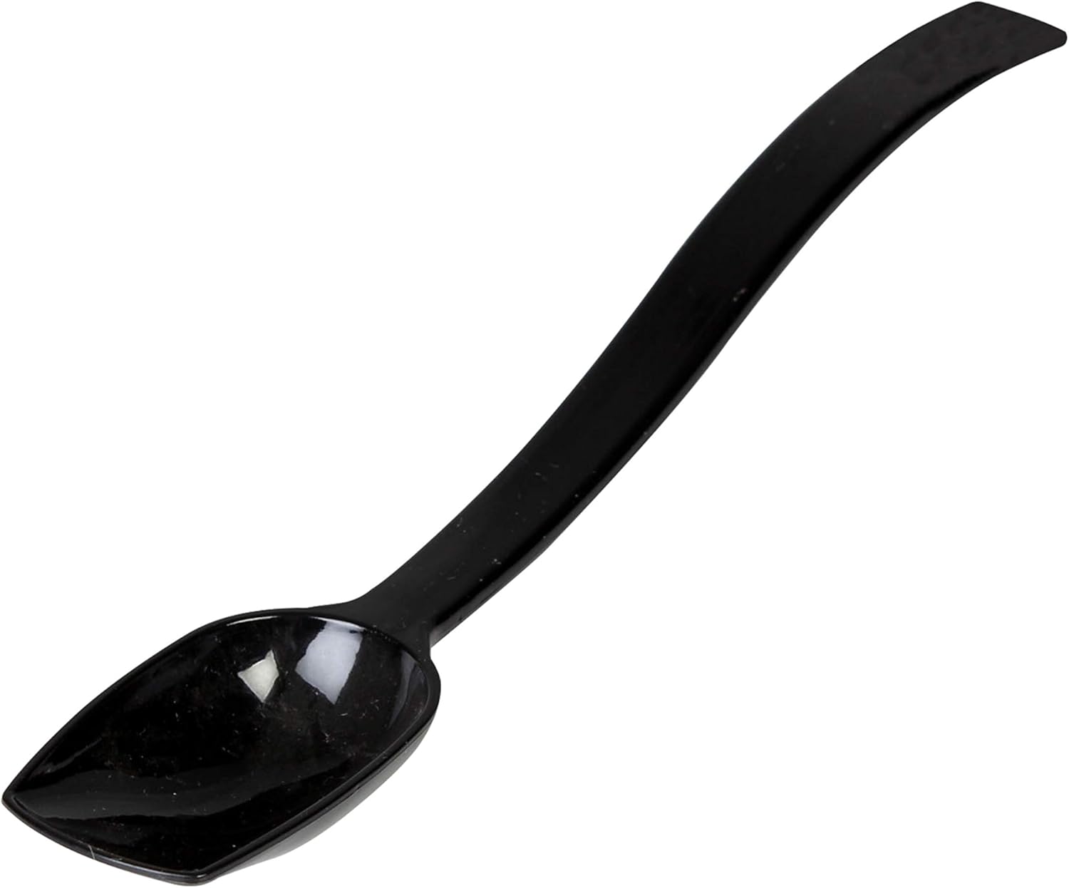 10" 0.75 oz polycarbonate solid buffet spoon, black color, comes in dozen