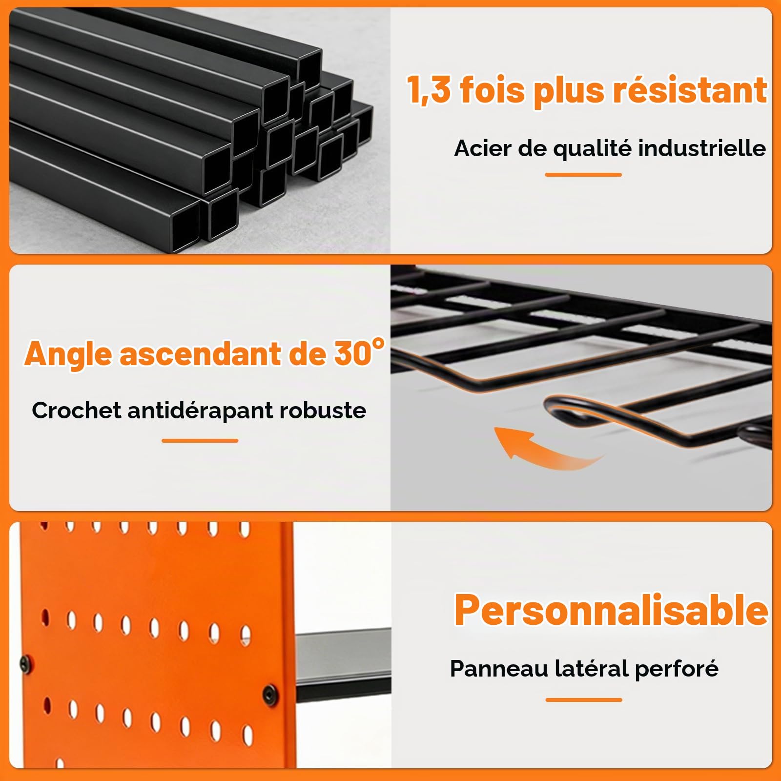 Support mural à 4 niveaux, rangement pour 5 outils électriques, perceuse à percussion, porte-outils pour garage et atelier, orange