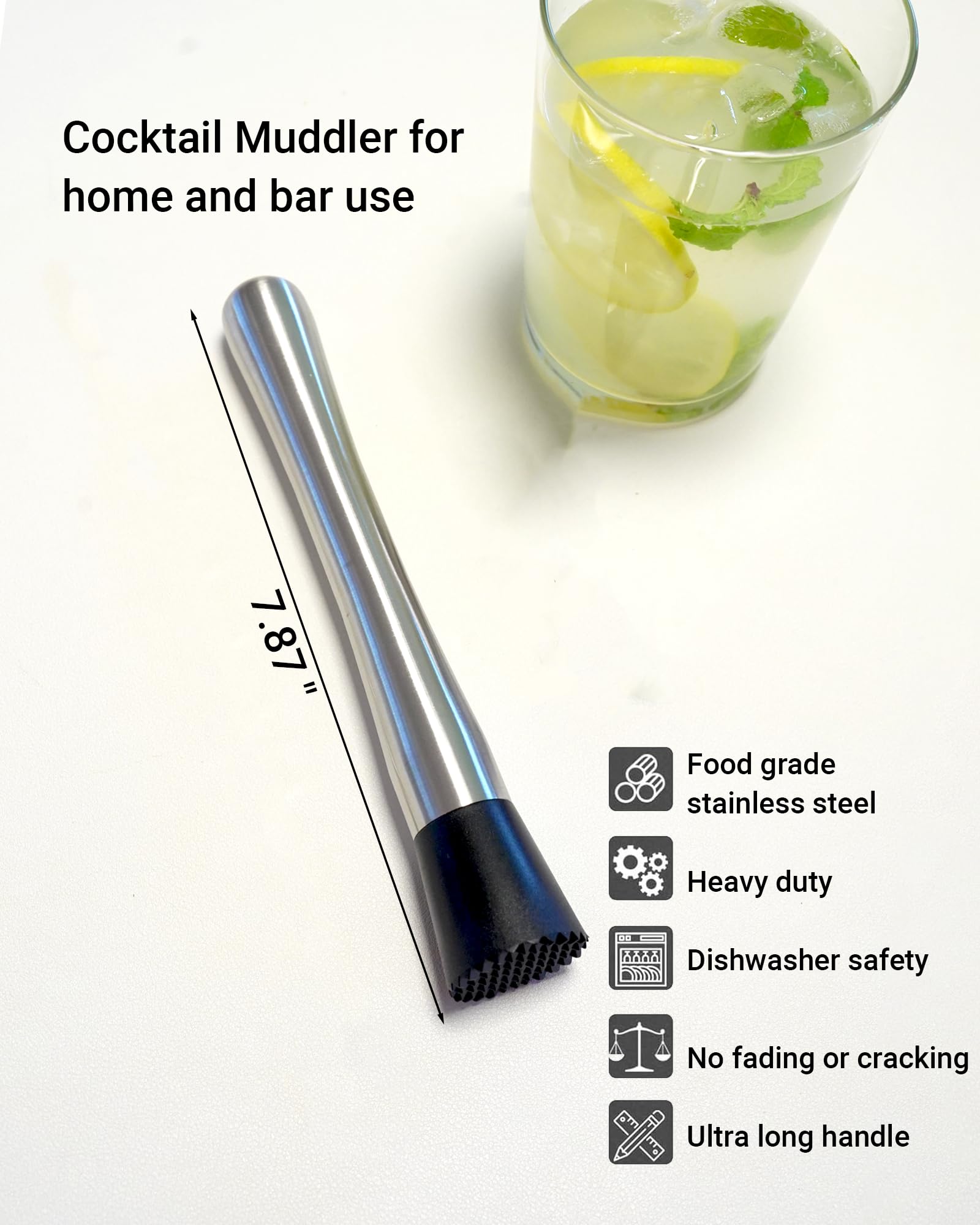 Stainless Steel Cocktail Muddlers - 2 Pack -3 Stainless Steel Cocktail Muddlers - 2 Pack -3