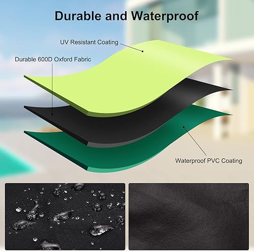 Miniatura 3 de Rosoenvi Fundas para muebles de patio, impermeables y resistentes 600D para exteriores, juego de funda de sofá seccional y fundas de mesa de patio,