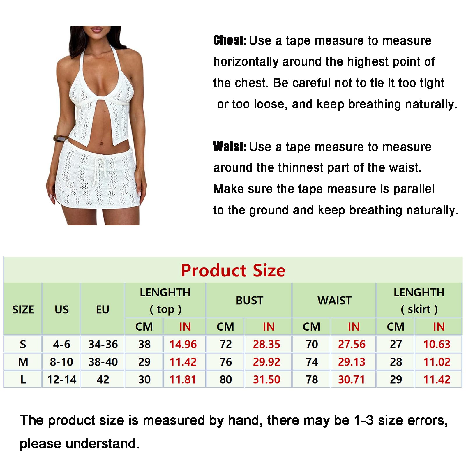 Femmes 2 pièces bikini ensemble été dos nu crop top mini jupe plage crochet tricot ensembles