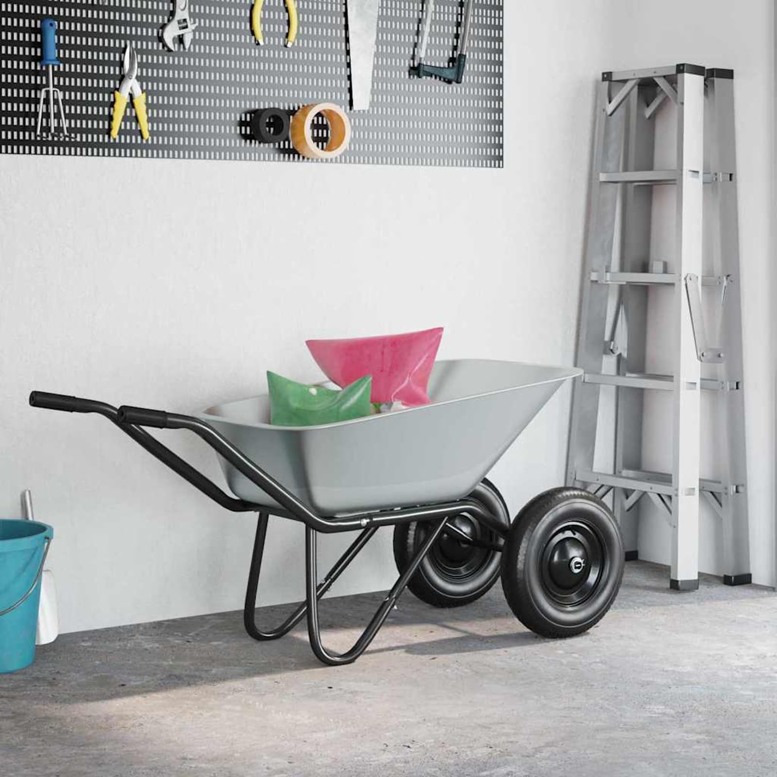 Gecheer Vassoio Carriola di Ricambio, Funzionale e Stabile per Trasporto di Terriccio Piante e Attrezzi, 88 x 60 x 32 cm in Acciaio, Vassoio per Carriola da Giardino per Appassionati di Giardinaggio