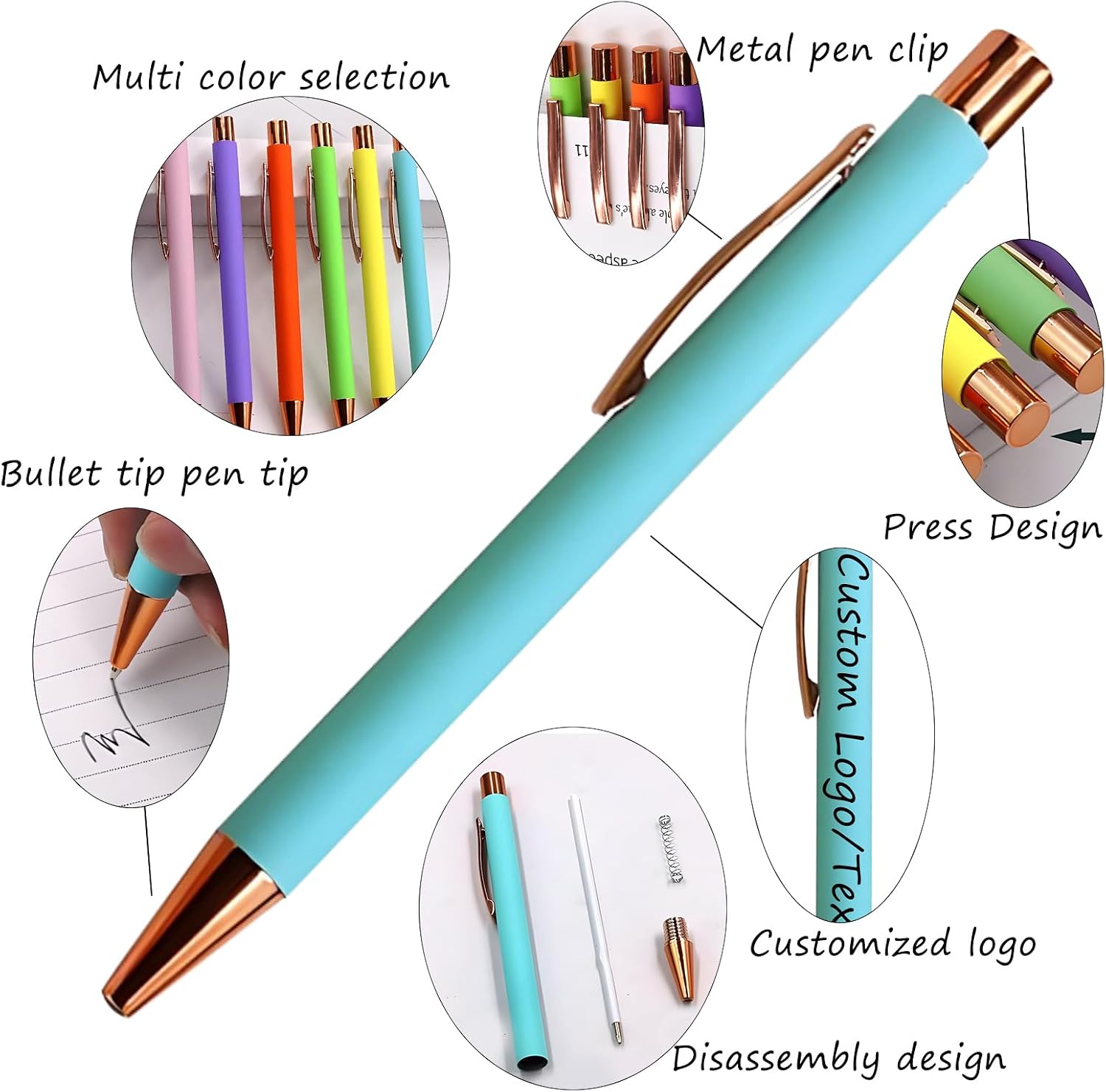 Custom Ballpoint Pens Personalized with Name - Bulk Engraved Pens for Wedding, Office, Events - Smooth Writing Personalized Pen Gift Set (Pink,100)