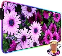 Vista 1 de Alfombrilla de mouse para juegos RGB personalizada y posavasos para café, base de goma antideslizante LED grande y brillante, alfombrilla de mouse