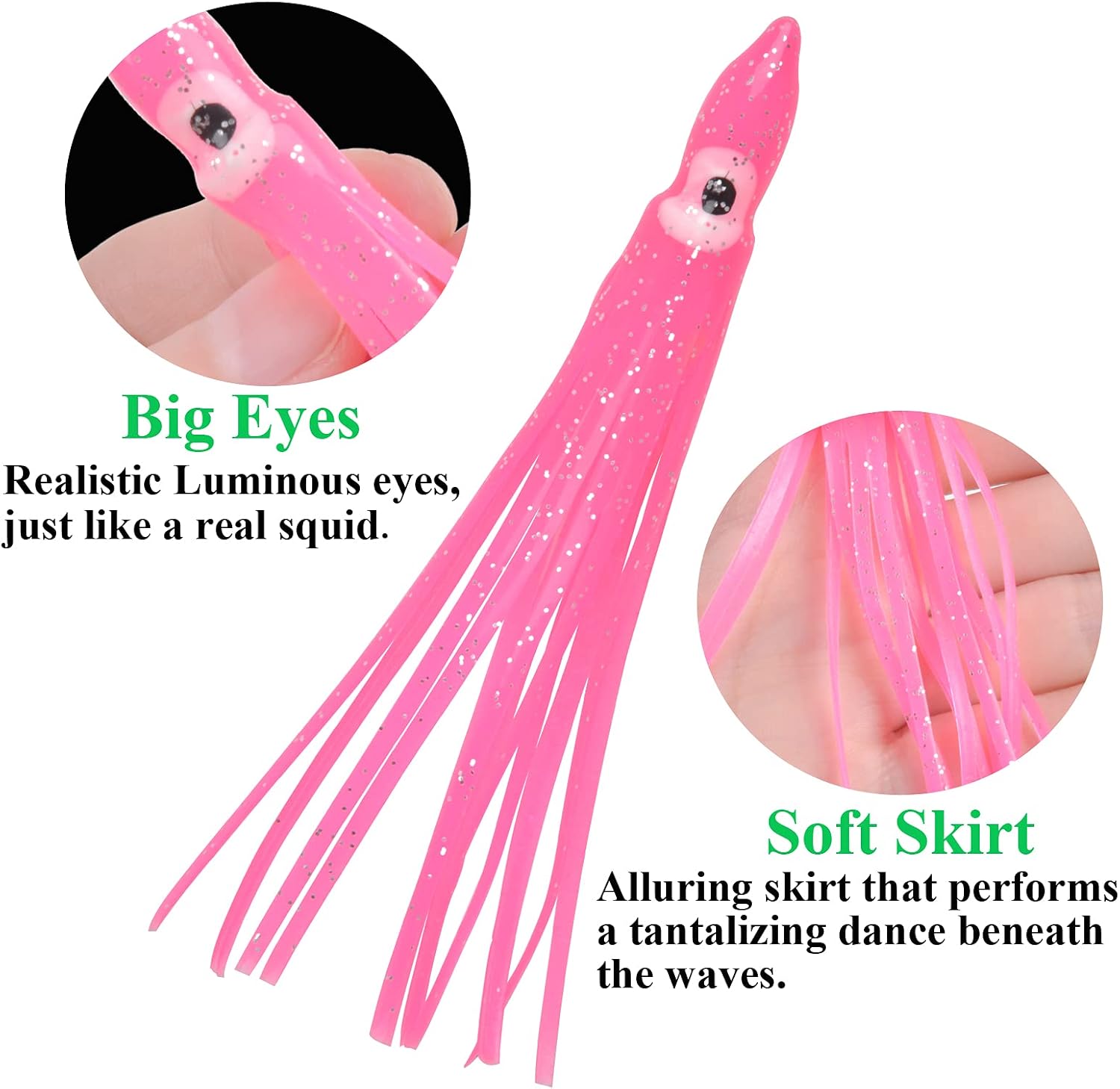 Fishing Squid Skirts Lures Octopus Skirts Trolling Lures Soft Plastic Fishing Tackle Squid Bait for Saltwater Bass Salmon Trout