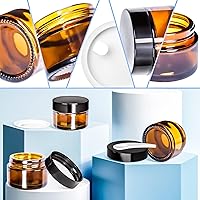 Vista 3 de MotBach 6 Pack de tarros de vidrio ámbar de 1 oz con tapas, tarros pequeños de vidrio de 1 onza con tapas y forros interiores, tarros redondos