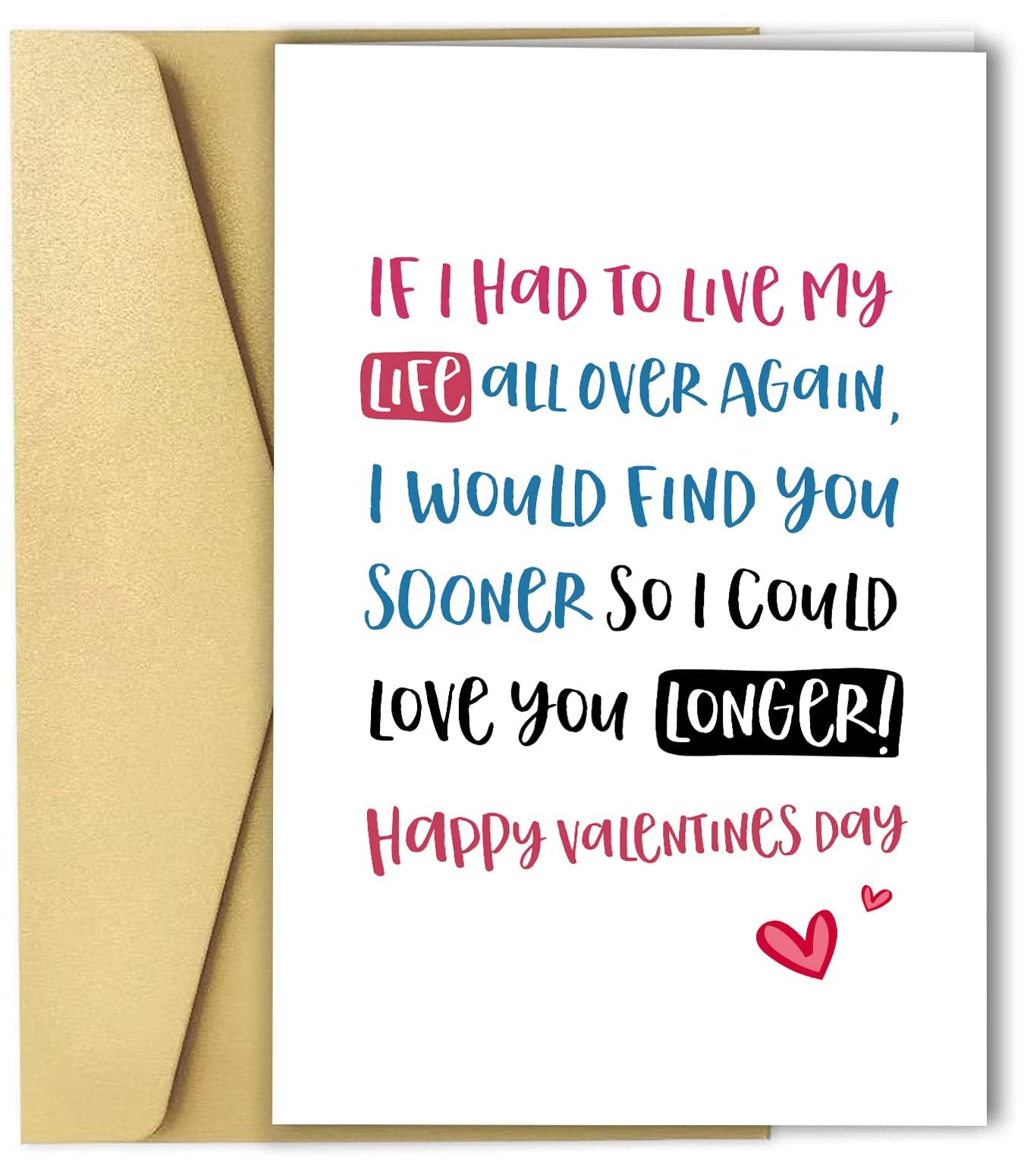 Love Poem Valentine's Day Card, If I Had to Live My Life Again Romantic Card for Him Her, Sweet Anniversary Card for Husband Wife, Emotional Love Letter for Boyfriend Girlfriend — image 1