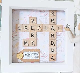 Personalised Very Special Nanny/Nana/Grandma Scrabble Frame. Personalised Name & Message inside. Scrabble Tile Wall Art Hanging. You Choose Background Handmade Family Tree Gift