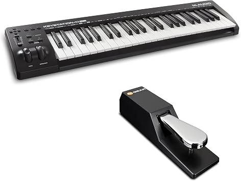 MIDI Controller Bundle - 49-Key USB MIDI Keyboard Controller with Sustain Pedal and Pro Software Suite - M-Audio Keystation 49 MK3 + SP-2
