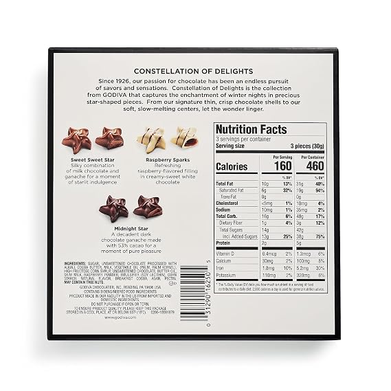 GODIVA Holiday Star Assorted Chocolate Gift Box, 9 Pieces