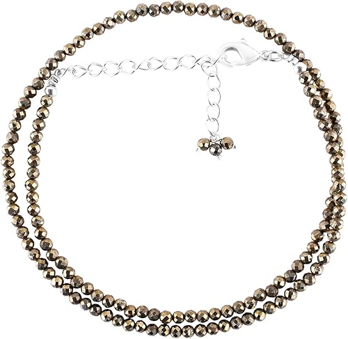 Gargantilla de piedras preciosas naturales, cuentas redondas facetadas, joyería chapada en plata, cristales curativos, cumpleaños, hecho a mano,