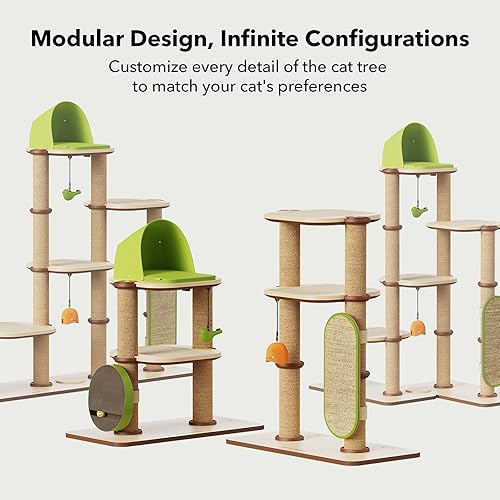 Miniatura 2 de PETLIBRO Infinity - Torre de árbol para gatos de interior, diseño modular con cama para gatos, juguete, almohadillas de fieltro, postes rascadores
