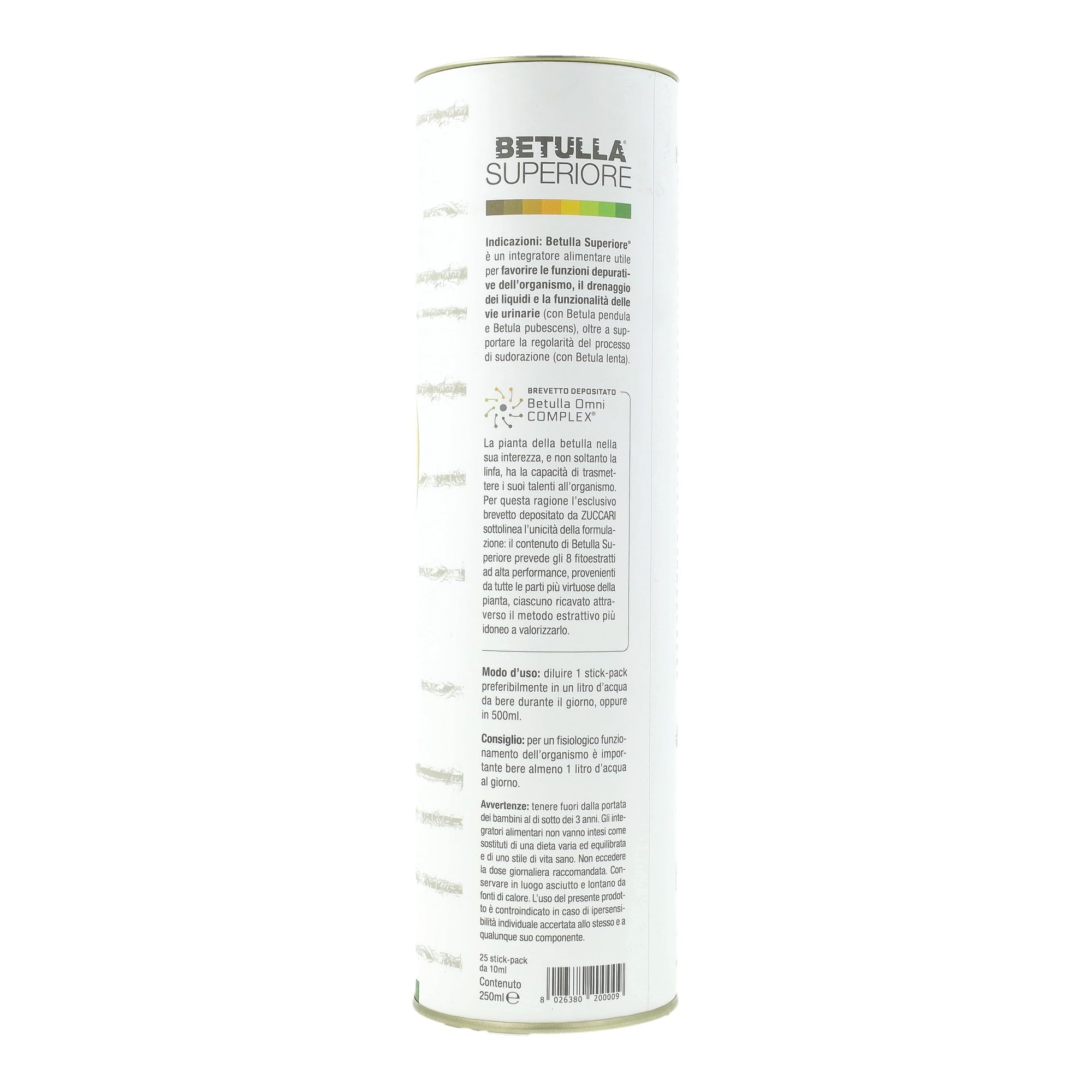 Zuccari Betulla Superiore, 25 Stick-Pack da 10ml, Integratore Alimentare con Estratti Completi di Betulla, Supporto per Depurazione, Drenaggio e Funzionalità delle Vie Urinarie