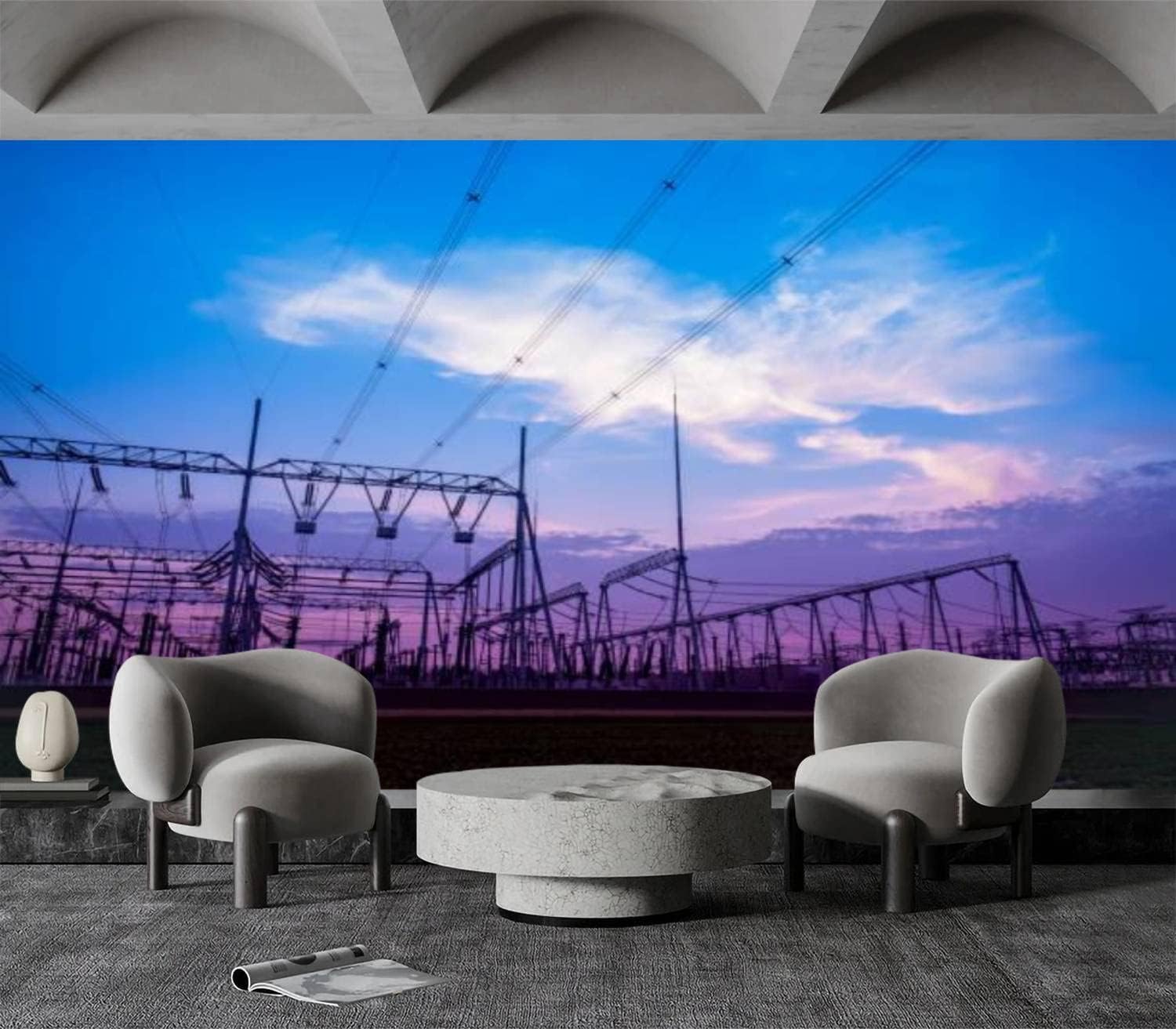 Vintage Substation in The Evening Canvas Wallpaper Self