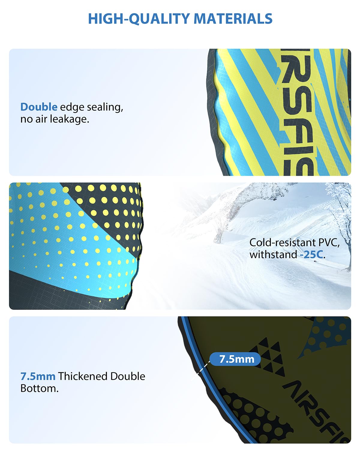 Tubo de Nieve Inflable con Línea de Remolque, Cubierta Duradera, Resistente al Desgaste y Heladas, Trineo Deportivo de Invierno para Niños y Adultos