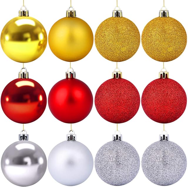 36PCS Christmas Balls Ornaments, Xmas Tree Decorative Hanging Bauble Pendant Christmas Party Ball Pendant Baubles for Party Decoration Office Shop Home 6cm