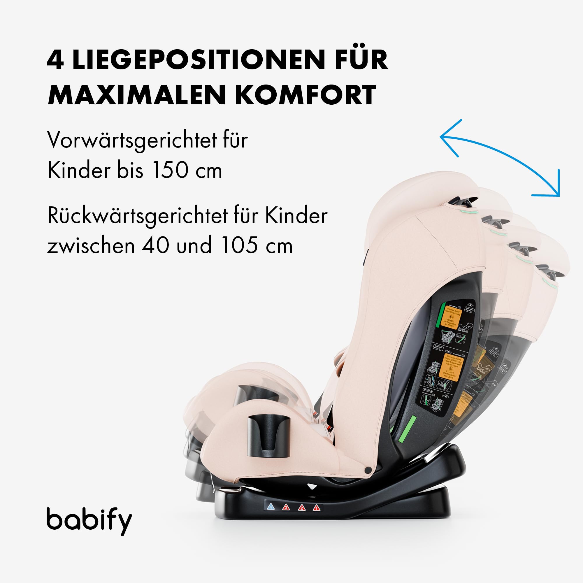 Babify Kindersitz, Autositz für Kinder von 40-150 cm, Mitwachsender Auto Kindersitz, Bequemer Auto Sitz für Kinder, Langlebiger & Verstellbarer 3-in-1 Kinderautositz, Sicherer Auto-Kindersitz