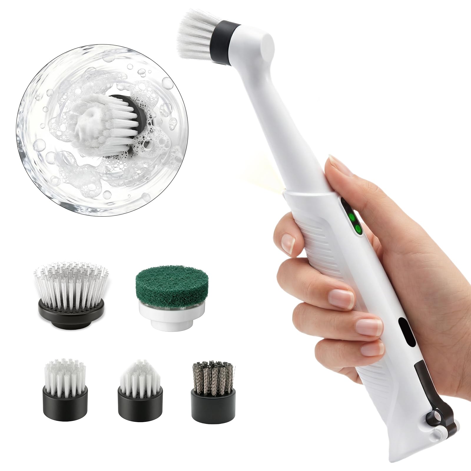 Limpiador giratorio eléctrico recargable resistente al agua, 5 potentes cabezales de cepillo de limpieza para varios escenarios, específicamente diseñado para líneas de lechada de azulejos