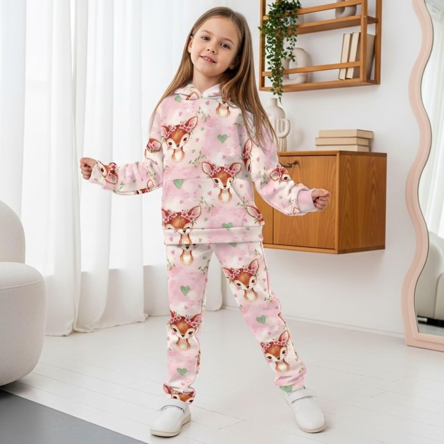 2 Piece Sweatshirts Sets for Kids Girls Sweatshirt Size 7-14 Casual Soft Hoodie Pullover Comfy Girls' Pant Sets