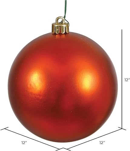 Vista 122 de Vickerman Adorno de bola de caramelo rojo de 12 pulgadas, inastillable y resistente a los rayos UV, confiable y listo para colgar, adornos rojos