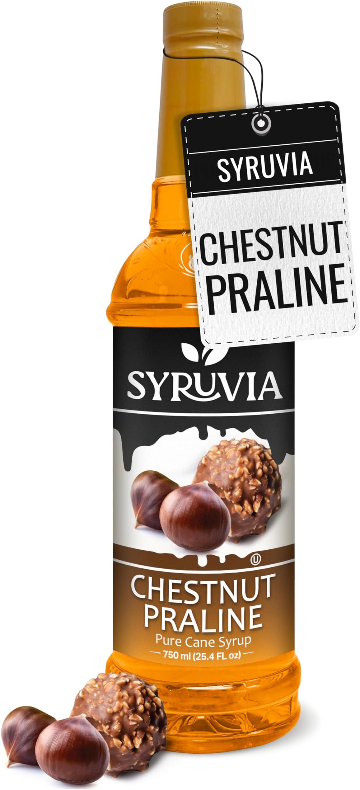 Coffee Syrup, Chestnut Praline Flavored Syrup for Drinks, Lattes, and Desserts – 25.4 fl oz