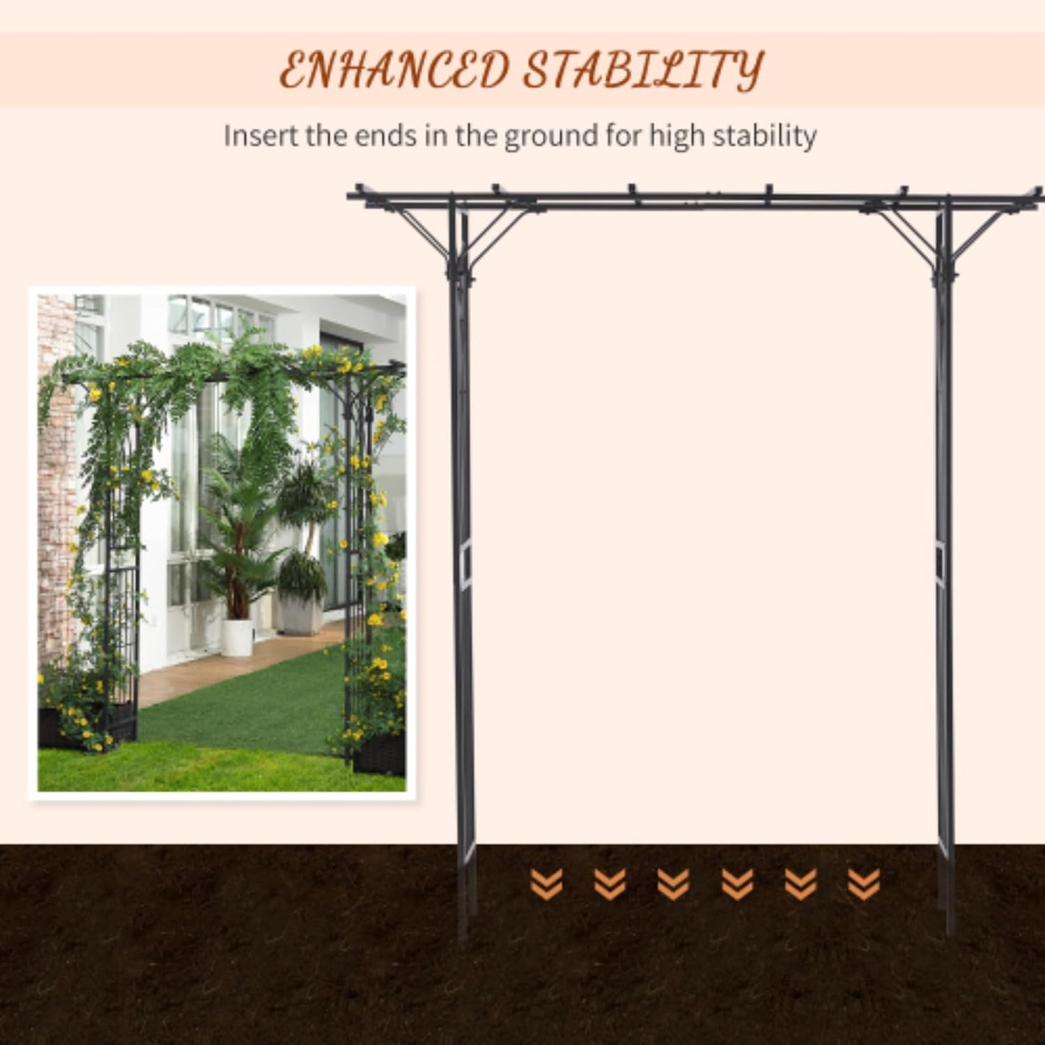 82'' Decorative Metal Garden Arbor Trellis Arch with Durable Steel Tubing Outdoor Garden Archway Climbing Plants Support Arch for Wedding Party Events