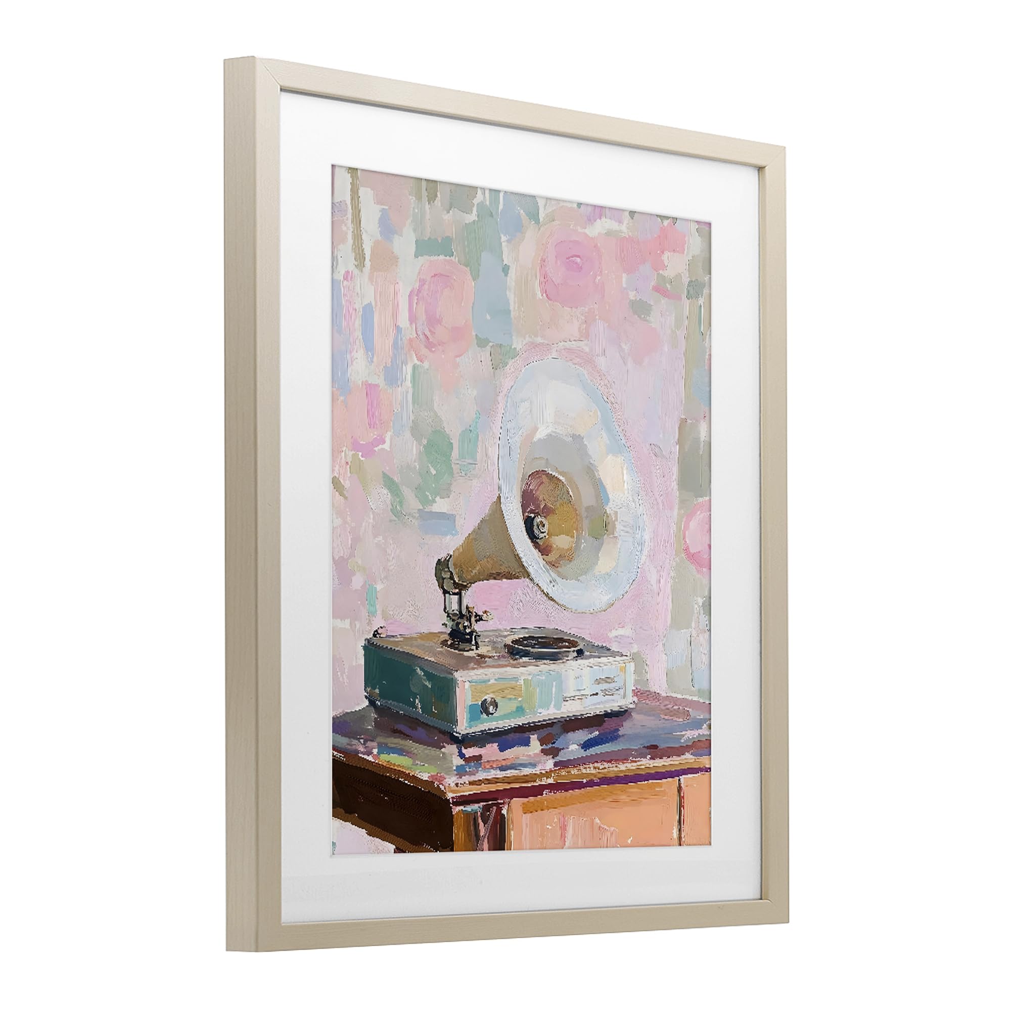 Affiche encadrée de gramophone vintage musique rétro 43,2 x 53,3 cm