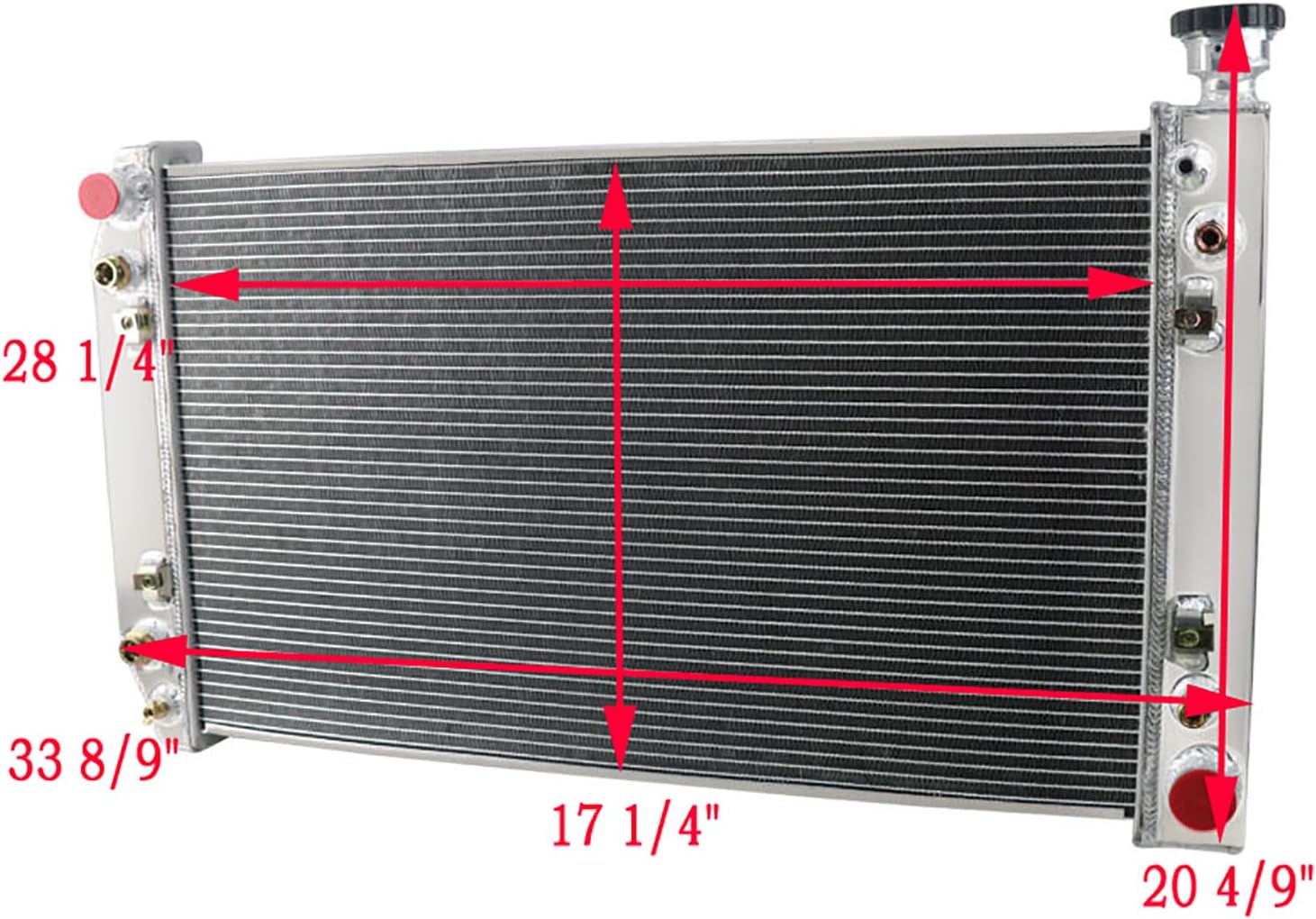Aluminum Radiator For 1988-1999 1992 1993 1994 Chevy C1500 C2500 C3500 K1500 K2500 K3500 GMC Suburban 5.0 5.7L V8 89 90 91 92 93 94 95 96 97 98 3 Row Radiators