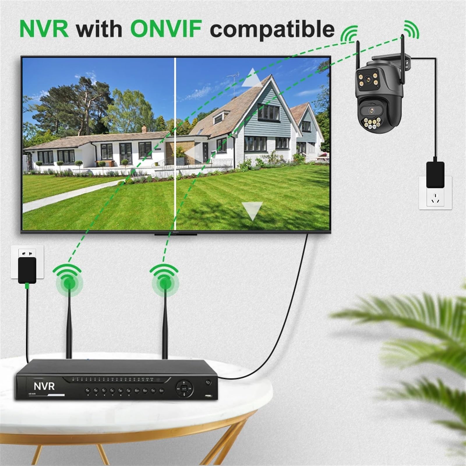 cámara de seguridad gran angular, Cámara PTZ con Wifi de doble lente 4K 8MP HD for exteriores, cámara IP de 4MP, seguimiento automático, protección de seguridad, vigilancia CCTV P2P con diseño de ampl