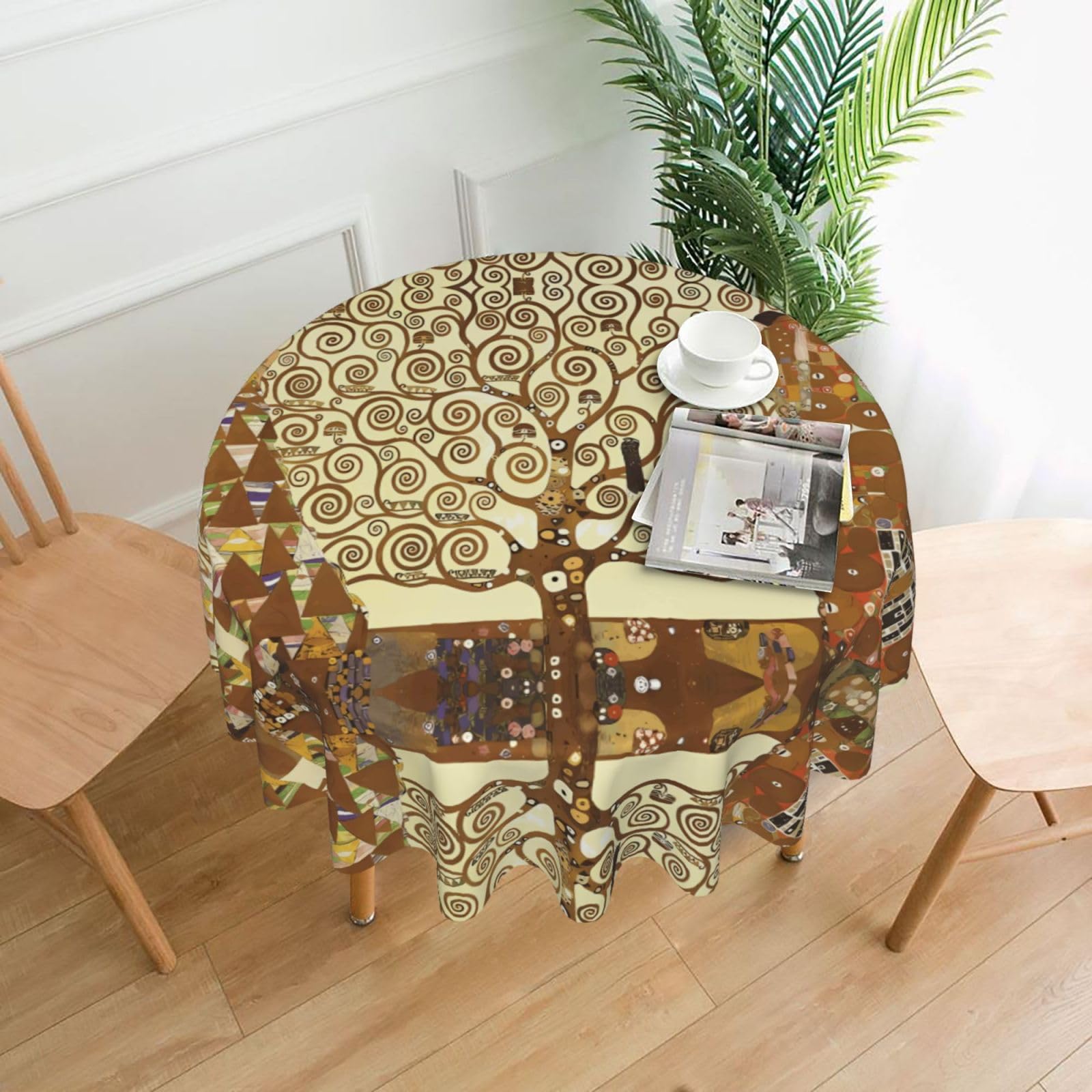 ZHAOUR Tree Of Life Print Round Washable Tablecloth – Table Cover