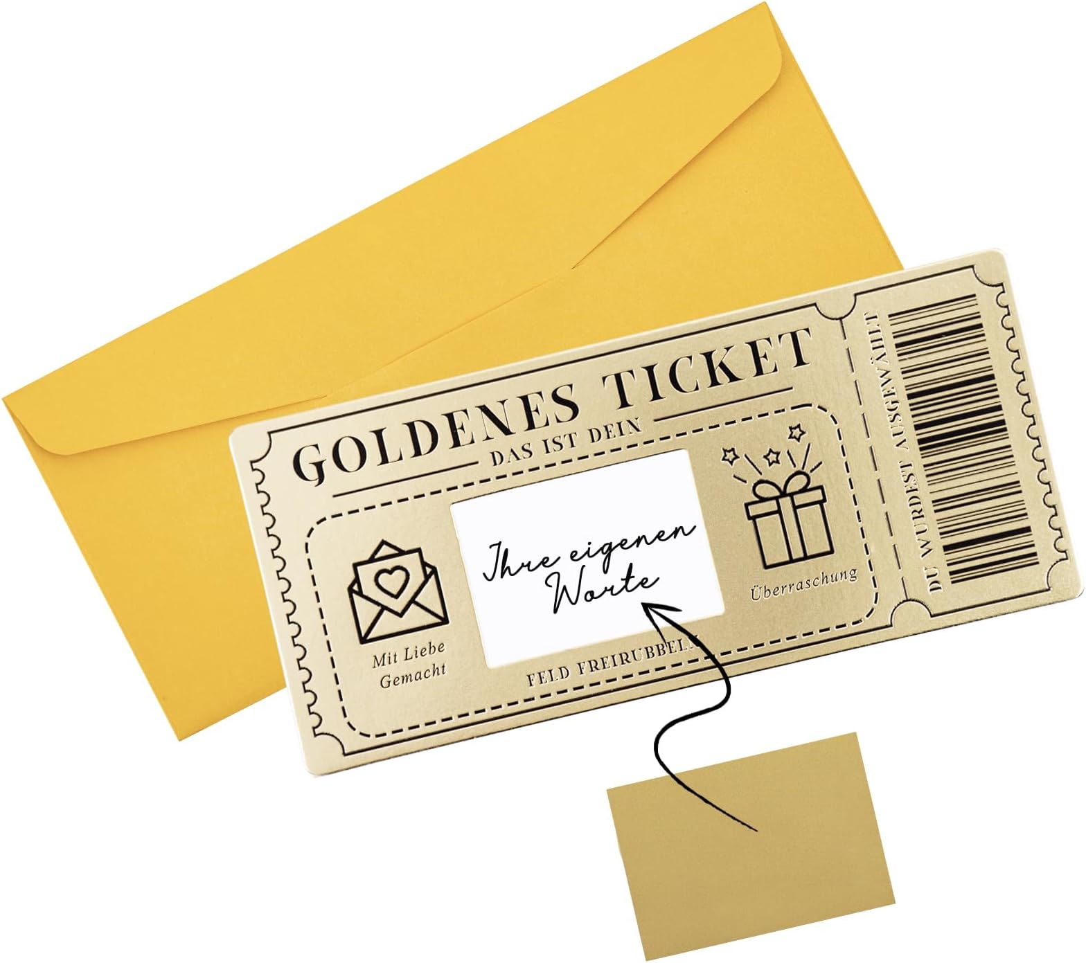 Goldenes Ticket Gutschein Zum Selbergestalten - Mit Rubbelaufkleber