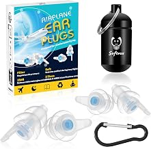 Airplane Ear Plugs 2 Pairs, Prevent Ear Pain Pressure Equalizing Earplugs, Plane Travel Essentials, 100x Reusable Comfy Flight Earbuds for Adults Kids 12+, 2 Sizes, 25 dB Noise Reduction