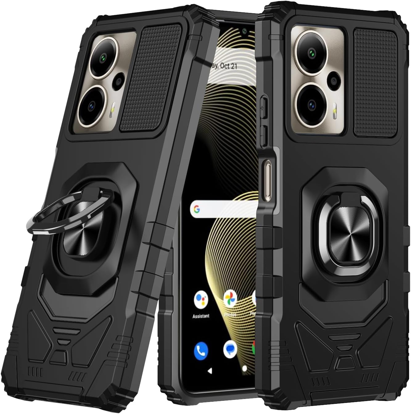 Eaglecell - for Cricket Outlast 5G 2024, AT&T Motivate Pro 5G (SN509A/C) - Shockproof Protective Phone Case w/Ring Stand - RS7 Black