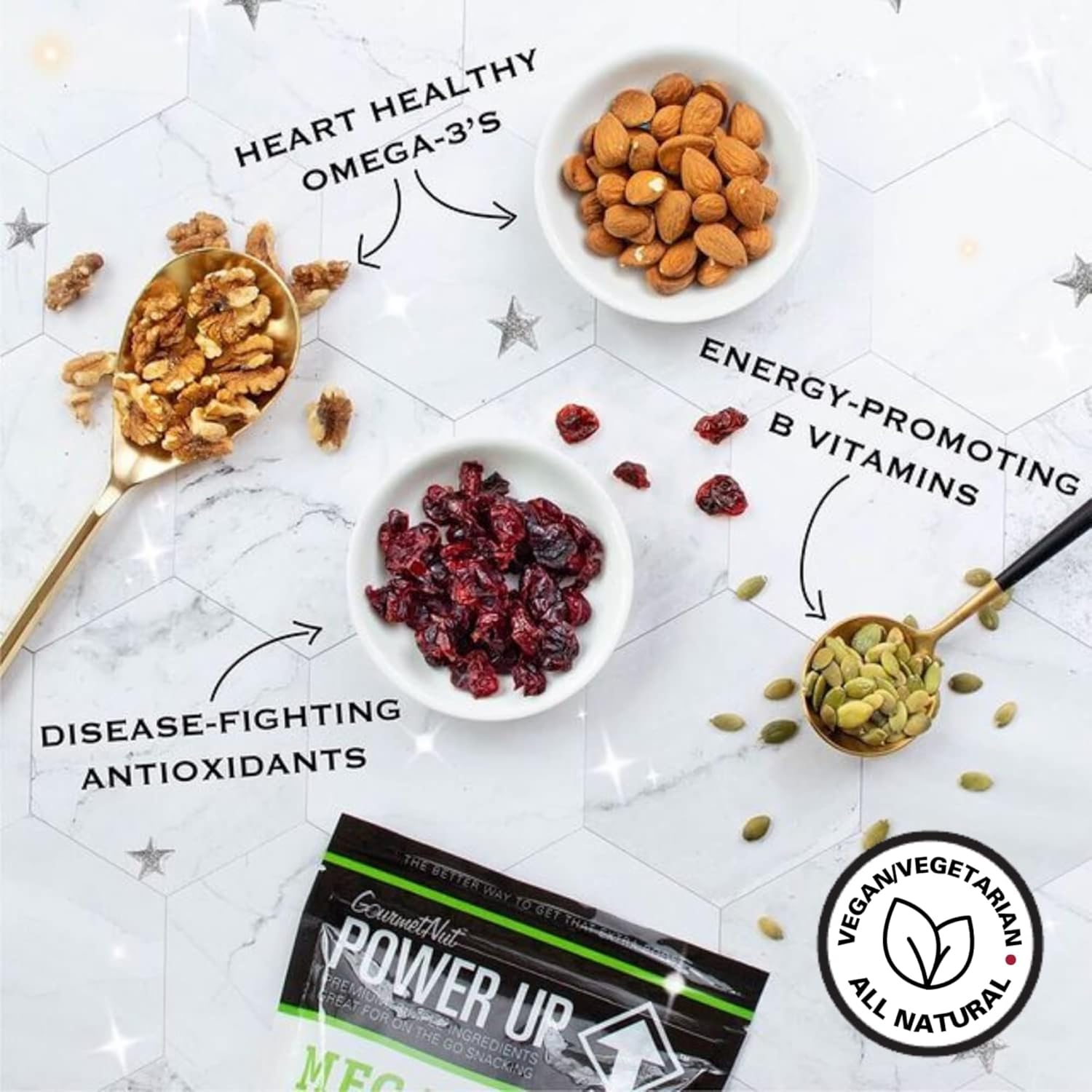 Power-Up Mega Omega Trail Mix – Perfect Kosher Snack Mix with Walnuts, Dried Mango, Almonds, Cranberries & Pumpkin Seeds – Gluten-Free, Non-GMO – 28 oz (2 Pack 14 oz Resealable Bag)