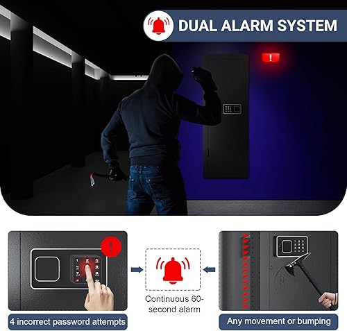 Miniatura 5 de Zevemomo Caja fuerte de pared de 45 pulgadas de alto, armarios de pistola para rifles y escopetas con estantes extraíbles y estante ajustable, caja
