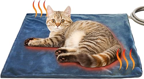 GDanes Tapete térmico para cama de gato, almohadilla térmica ajustable de 3 temperaturas para uso en interiores, tela impermeable y resistente a los