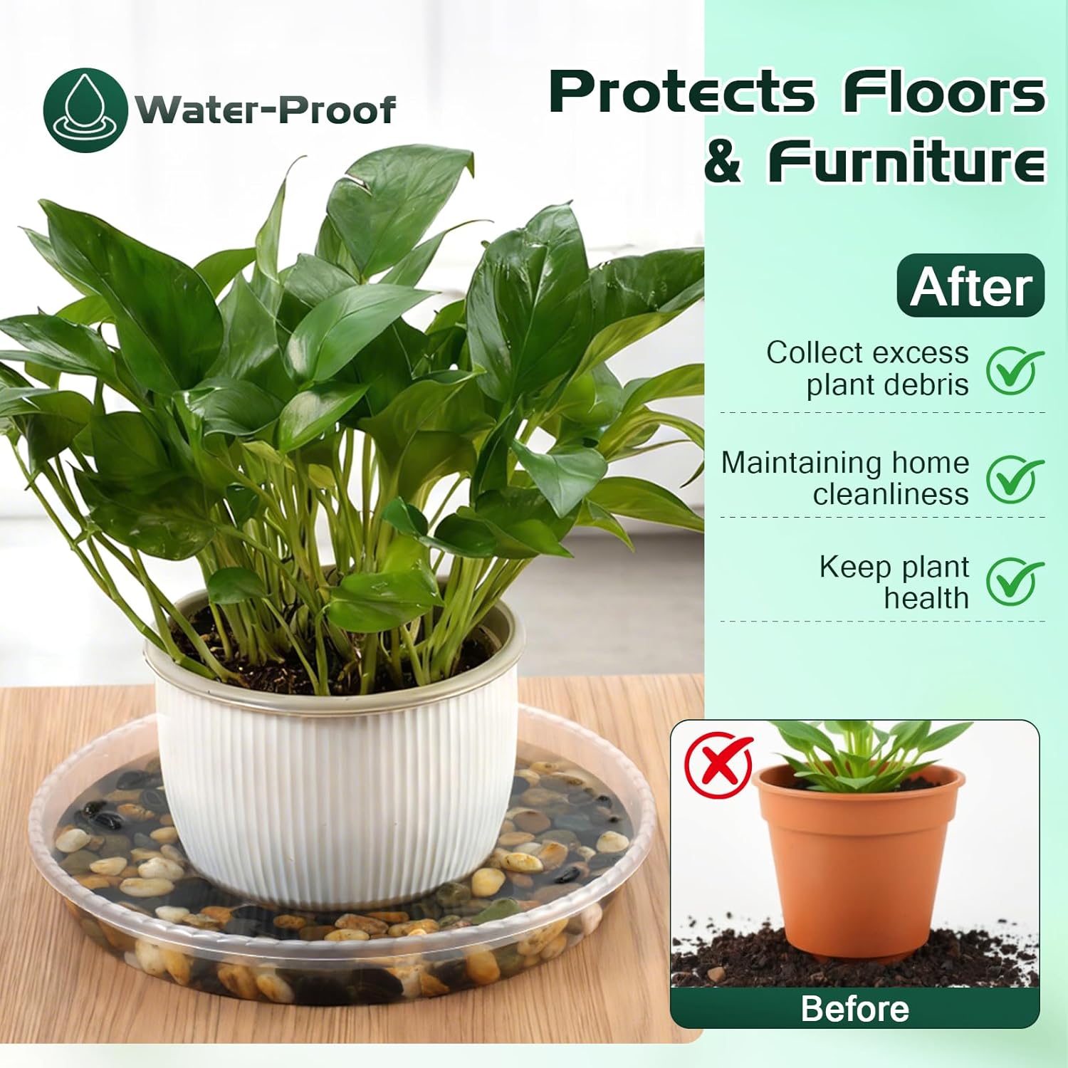 5 Pack 15 Inch Clear Plant Saucers, 5 7 9 11 13 15 Inch Plastic Plant Trays for Flower Pots Plant Drip Water Catcher Tray Indoors Outdoor (15 Inch)