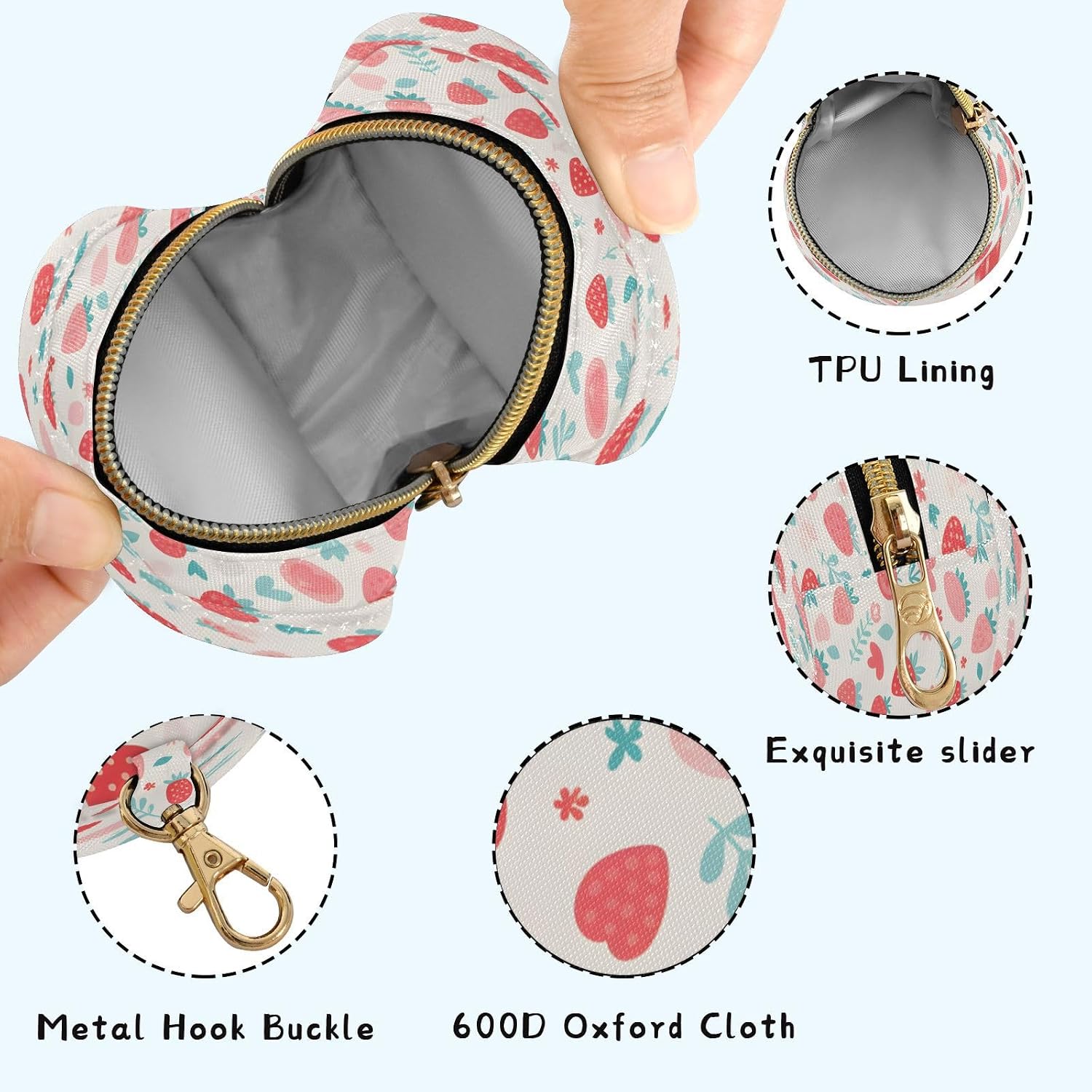 Watercolor Strawberry Pacifier Holder Case Portable Newborn Baby Pacifiers Pouch with Clip for Boys & Girls