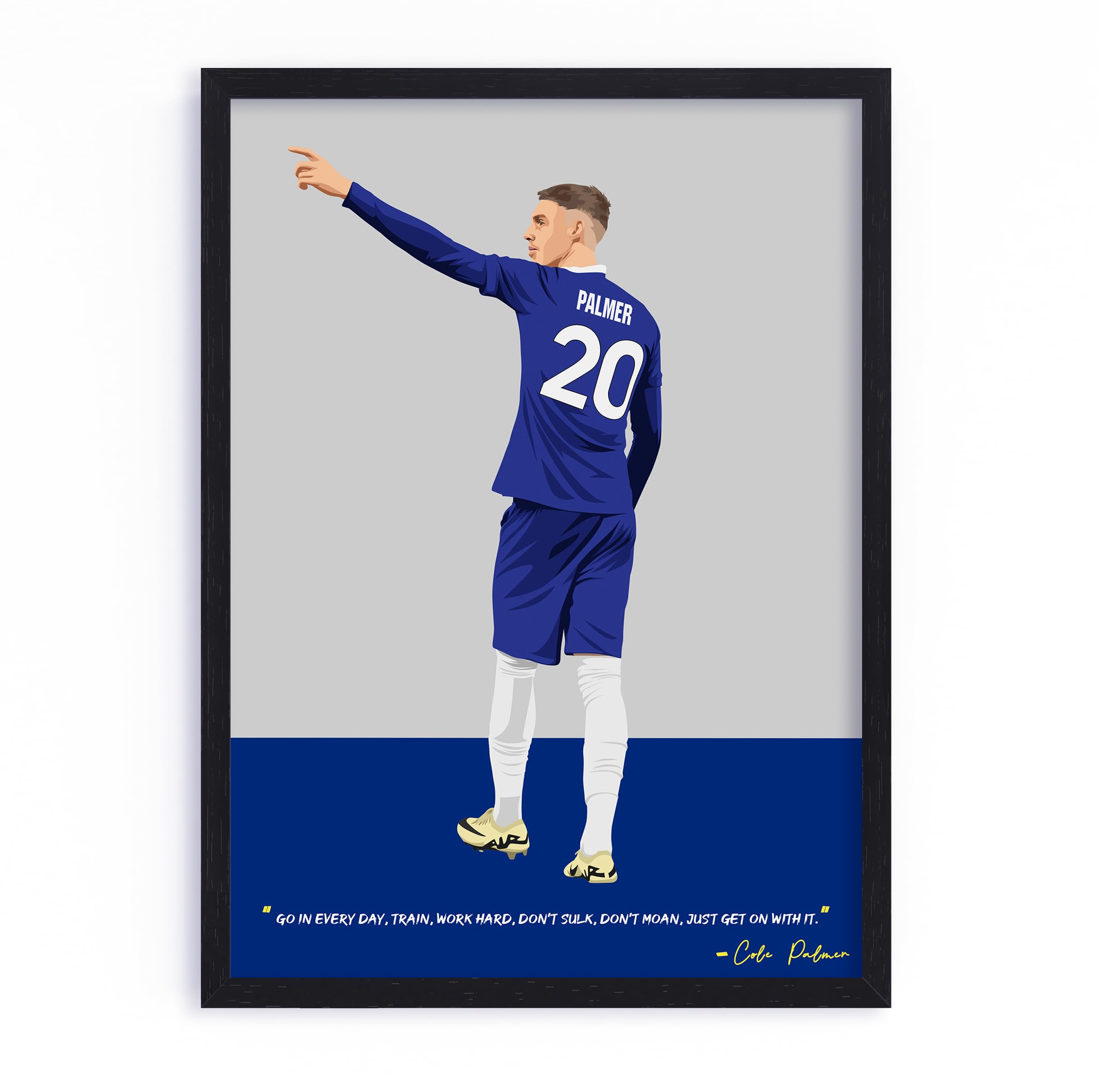 QUOTE - UNQUOTE ART Chelsea poster, Cole Palmer, Chelsea Frame, 11x14 inches, Black Frame