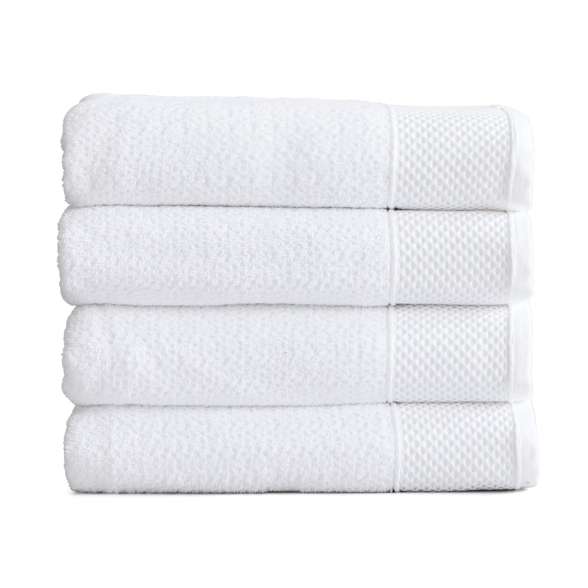 Market & Place 100% Cotton Super Soft Luxury Bath Towel Set | Quick-Dry and Highly Absorbent | Popcorn Textured | 500 GSM | Includes 4 Bath Towels | Park Avenue Collection (White)