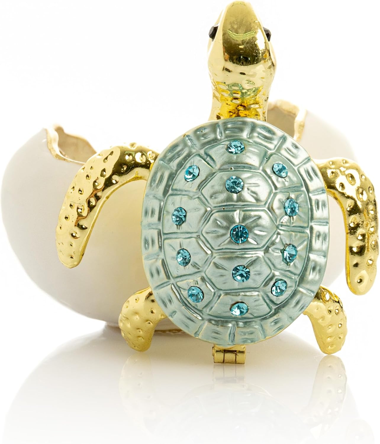 Keren Kopal Turtle Hatching from an eggTrinket Box Handmade and Decorated with Crystals
