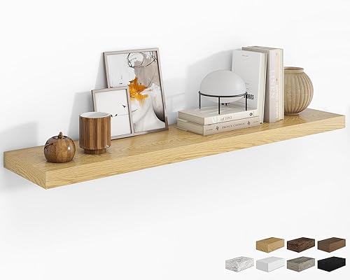 Vista 62 de RICHFOCUS Estantes flotantes de 16 pulgadas para pared, paquete de 2 estantes para dormitorio, cocina, baño, estante flotante de madera rústica Gris